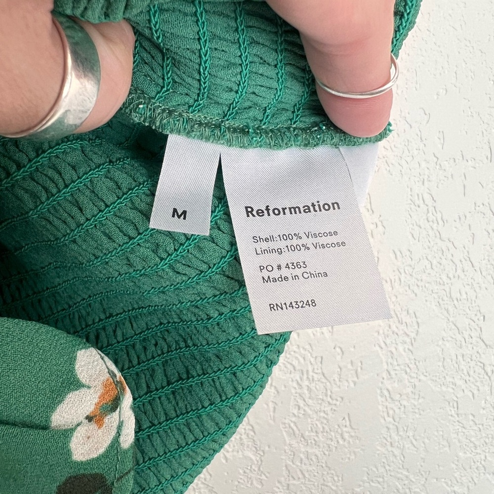 Reformation Chantilly Strapless Green Floral Dress - Picture 4 of 4